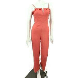 New Flynn Skye Parker Jumper Womens M Coral Salmon Jumpsuit V Neck Rayon